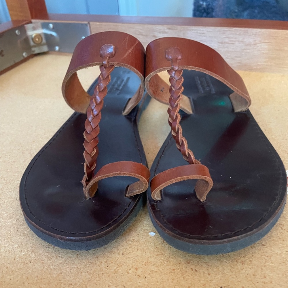 Nikola Braided toe ring dark brown sole Areti sandals - Picture 3 of 7